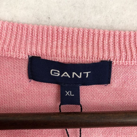 GANT NWT Men's Size X-Large Light Pink Melange Lightweight V-Neck Knit Sweater - Picture 7 of 11